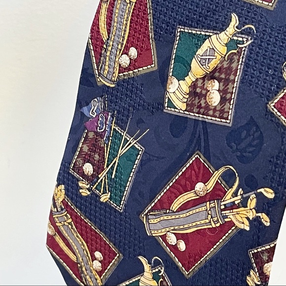 Vtg Blue Golf Bag Golfer Men’s Silk Tie Made USA - Picture 6 of 11
